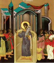 St. Romanos the Melodist directing an Antiphonal Choir