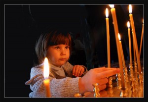 An Orthodox child in worship